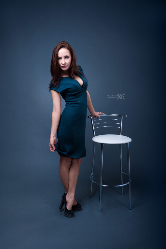 Girl on a blue background