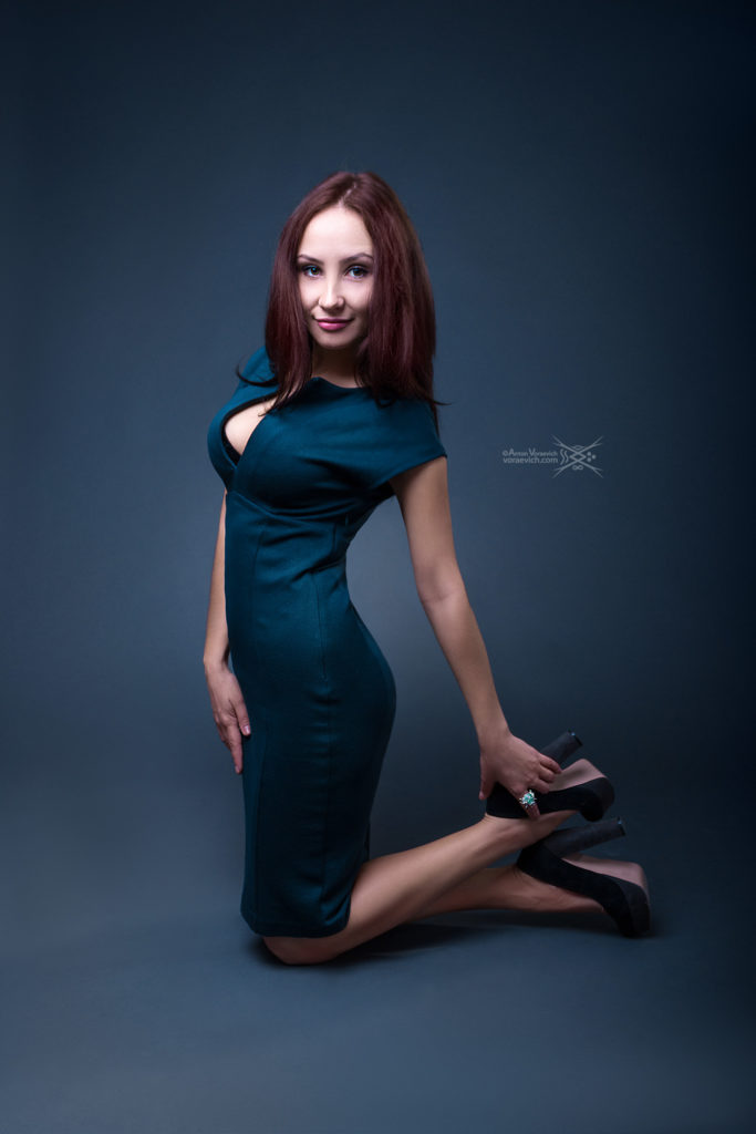 Girl on a blue background