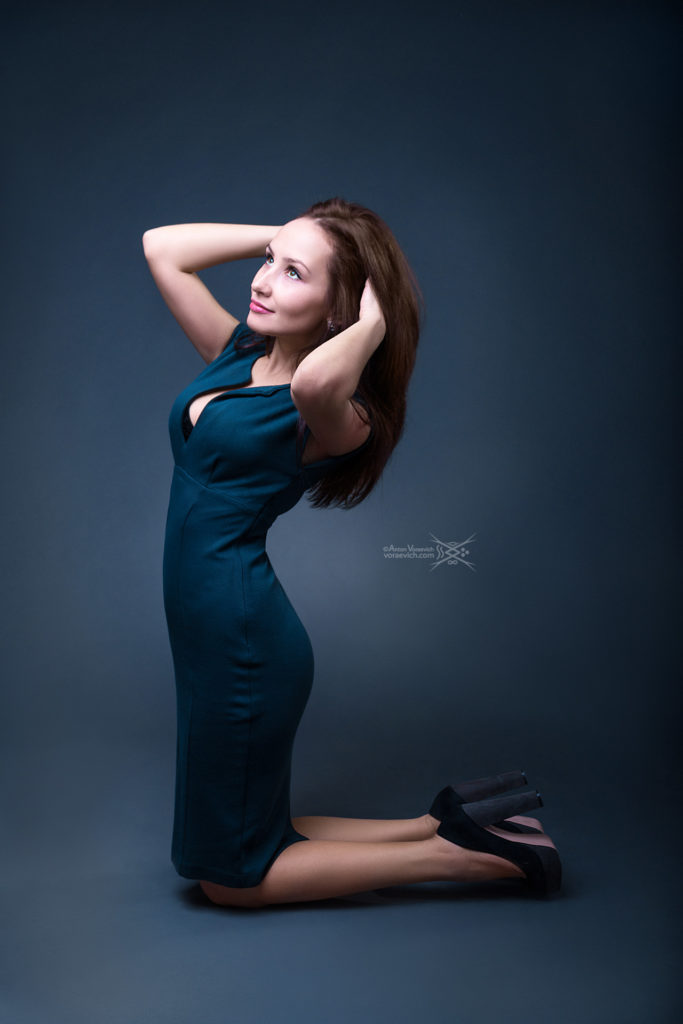 Girl on a blue background