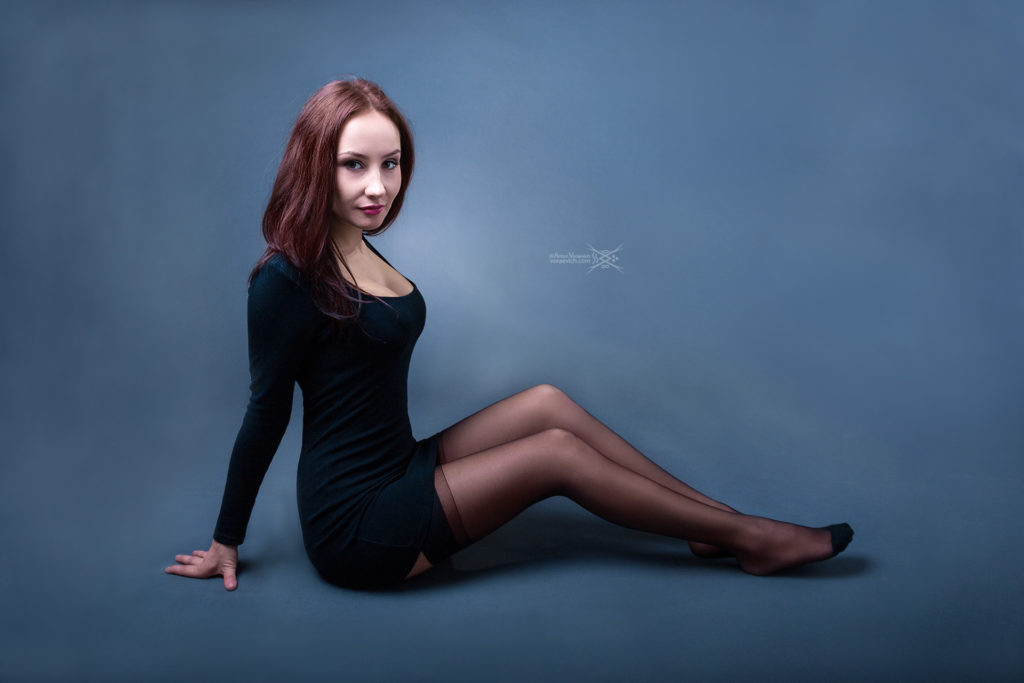 Girl on a blue background