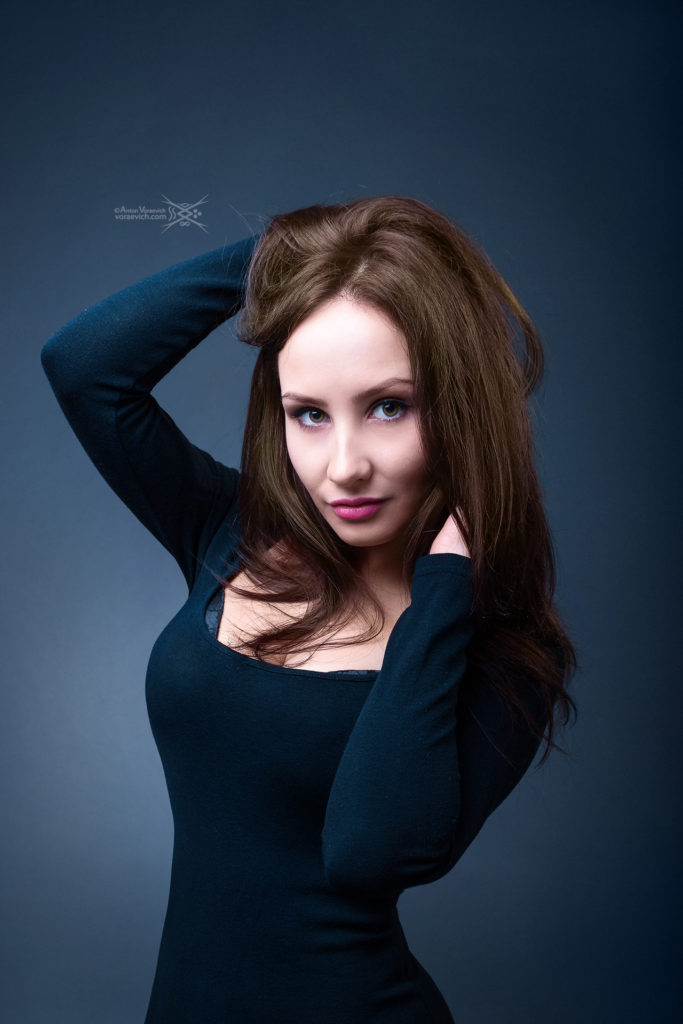 Girl on a blue background