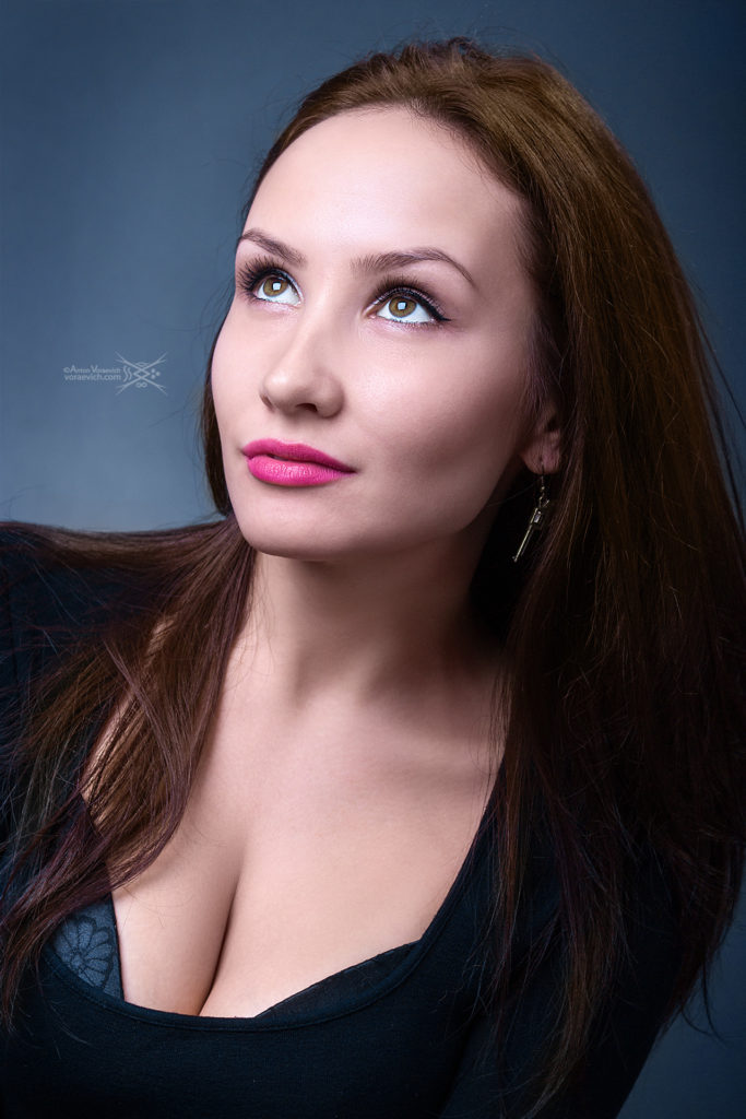 Girl on a blue background