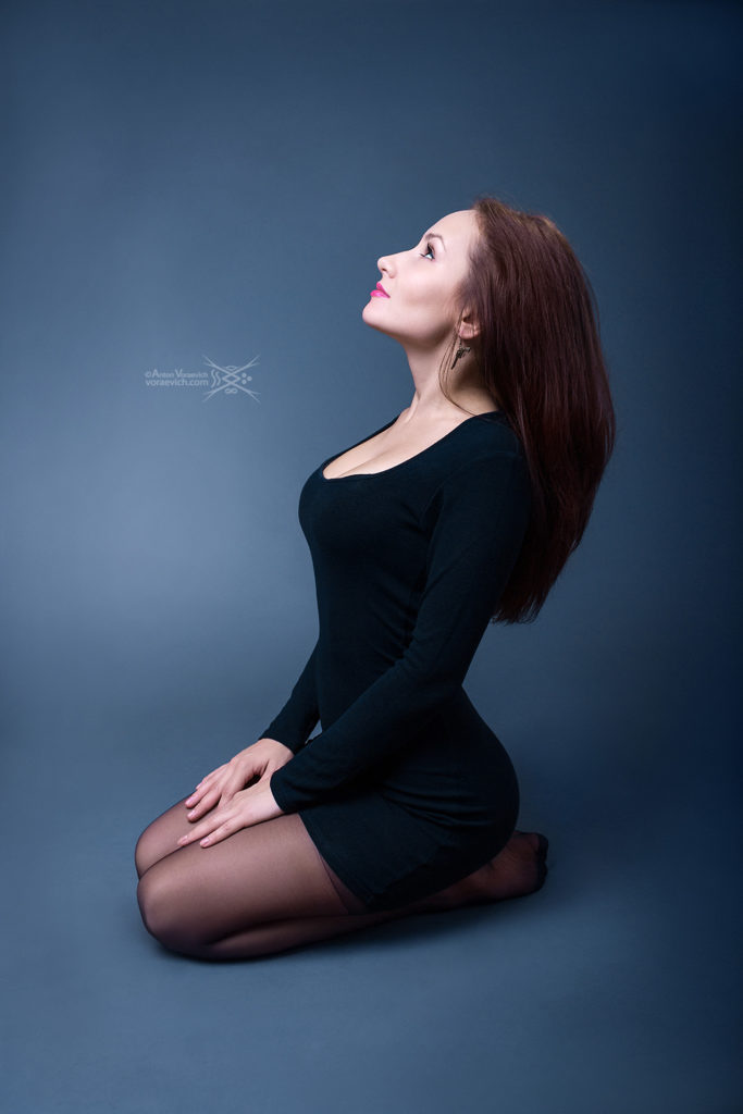 Girl on a blue background