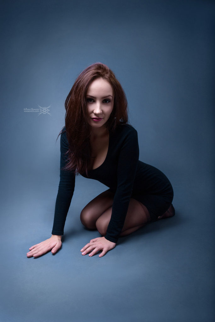 Girl on a blue background