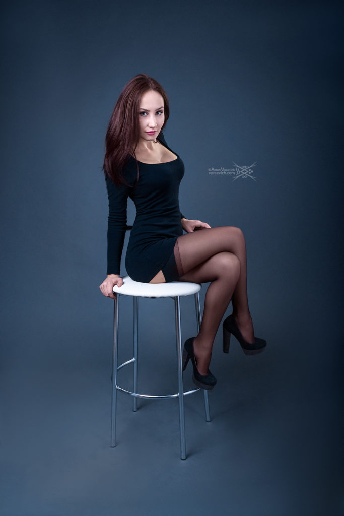 Girl on a blue background